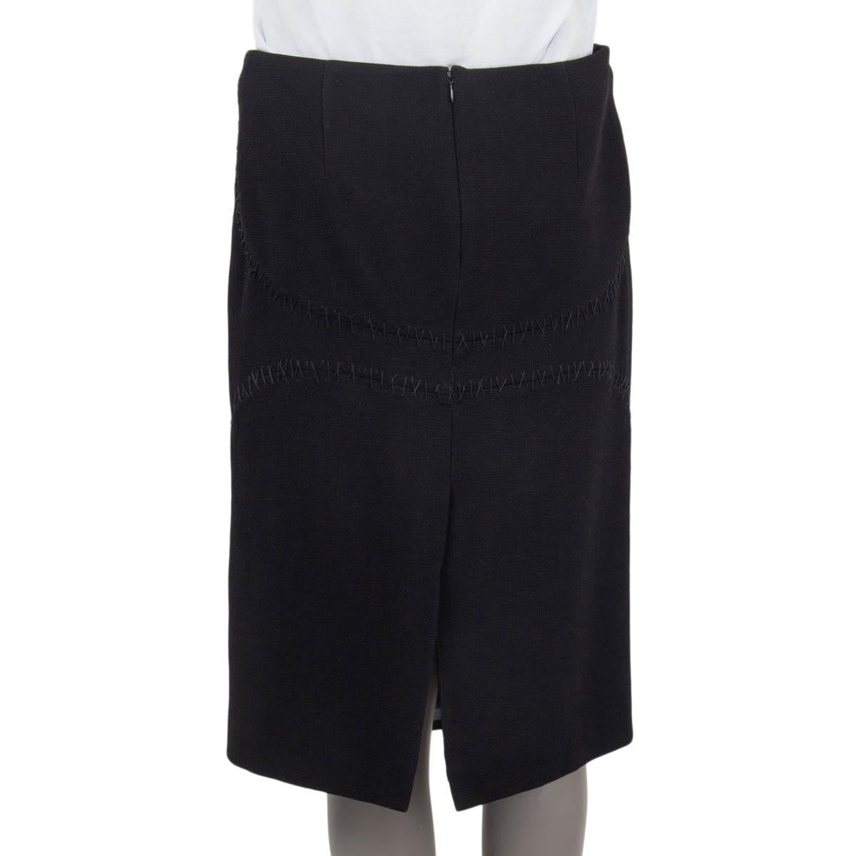 Women's ALEXANDER MCQUEEN black wool STRAIGHT KNEE LENGTH Skirt 42 M For Sale