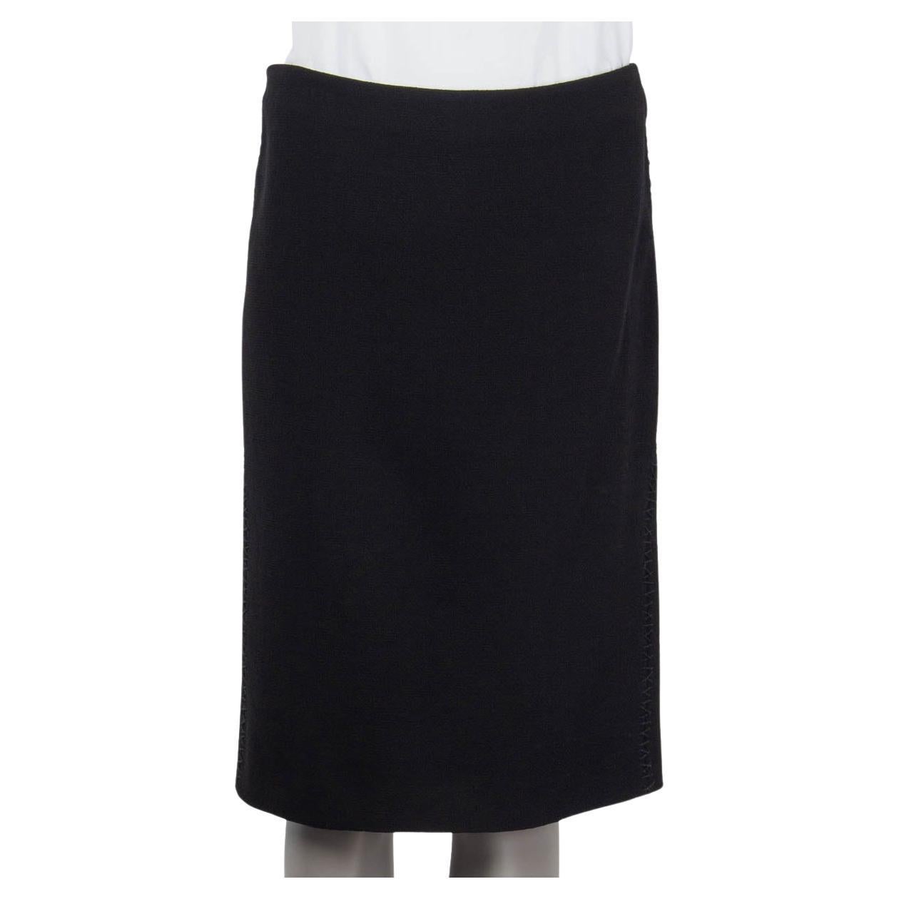ALEXANDER MCQUEEN black wool STRAIGHT KNEE LENGTH Skirt 42 M For Sale