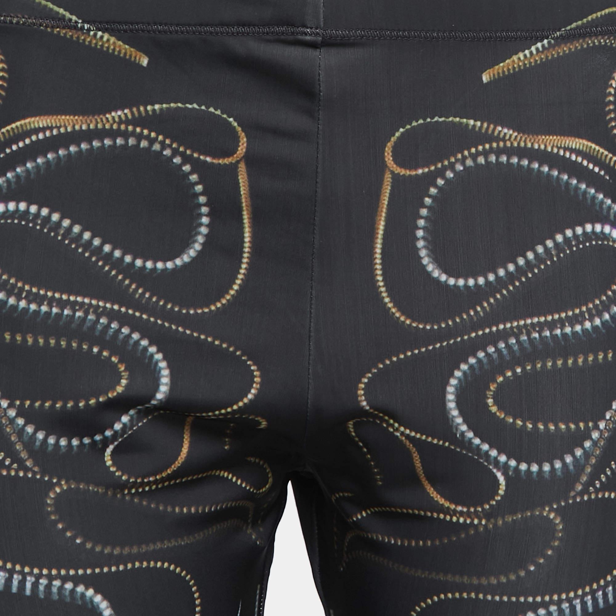 Alexander McQueen Black Zipper Print Jersey Leggings M In Good Condition For Sale In Dubai, Al Qouz 2