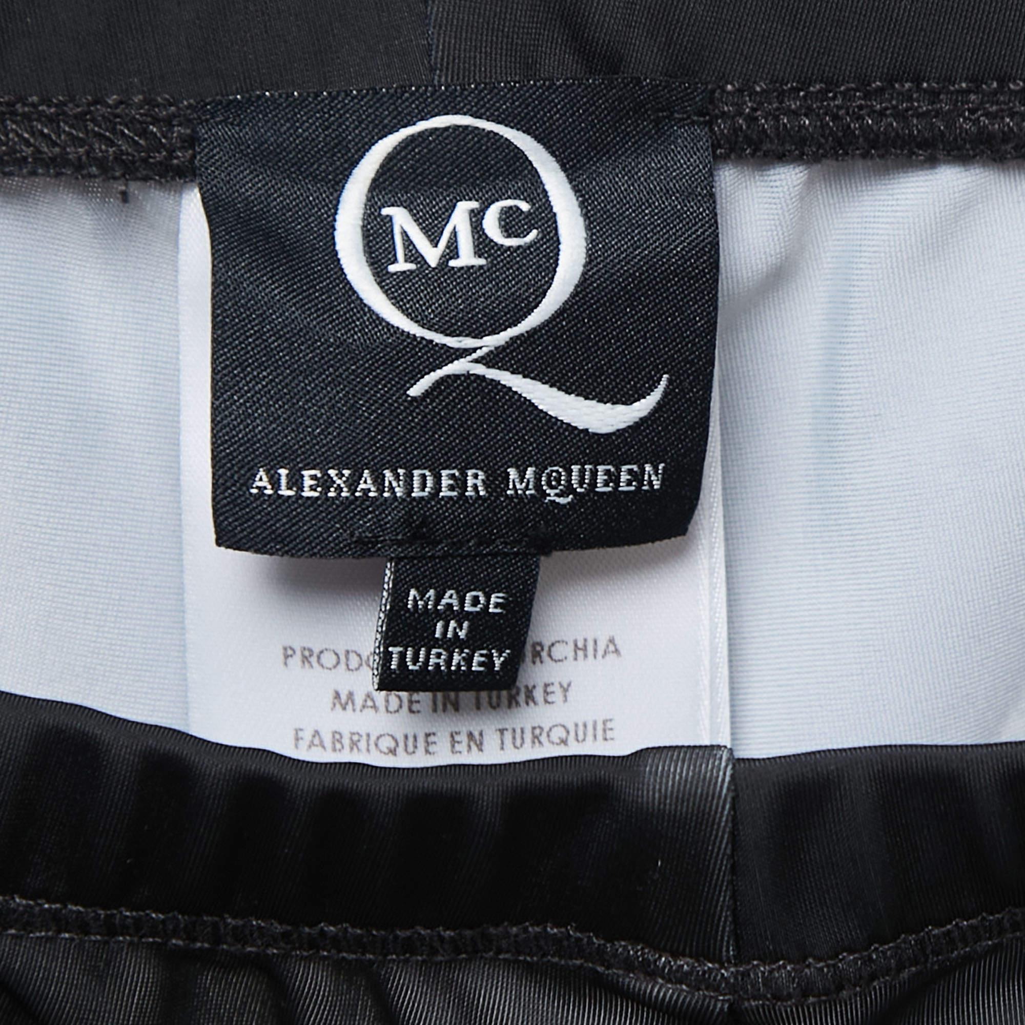 Women's Alexander McQueen Black Zipper Print Jersey Leggings M For Sale