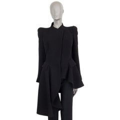 ALEXANDER MCQUEEN blacl wool ASYMMETRIC PLEATED Blazer Jacket 42 M