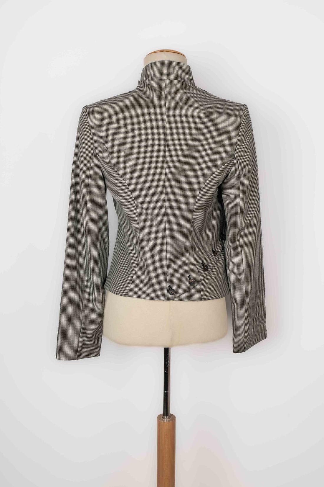 Gray Alexander Mcqueen Blended Wool Asymmetrical Jacket For Sale