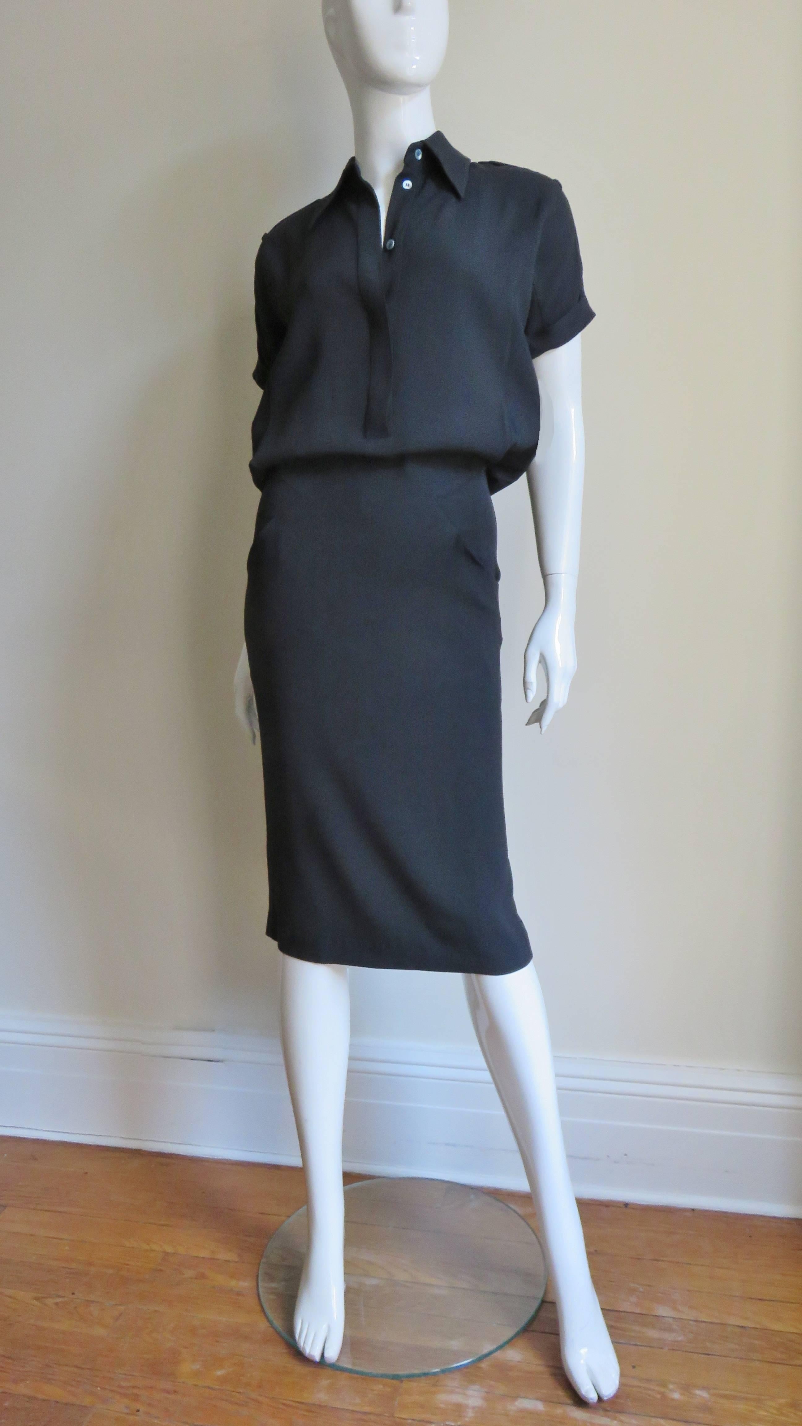 Black Alexander McQueen Chic Shirtwaist Dress For Sale