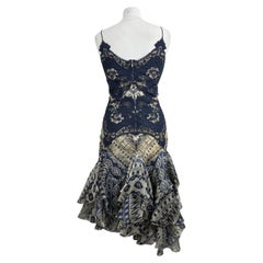 Alexander McQueen Blau Beige Print Spitze Cocktailkleid Größe 40 IT