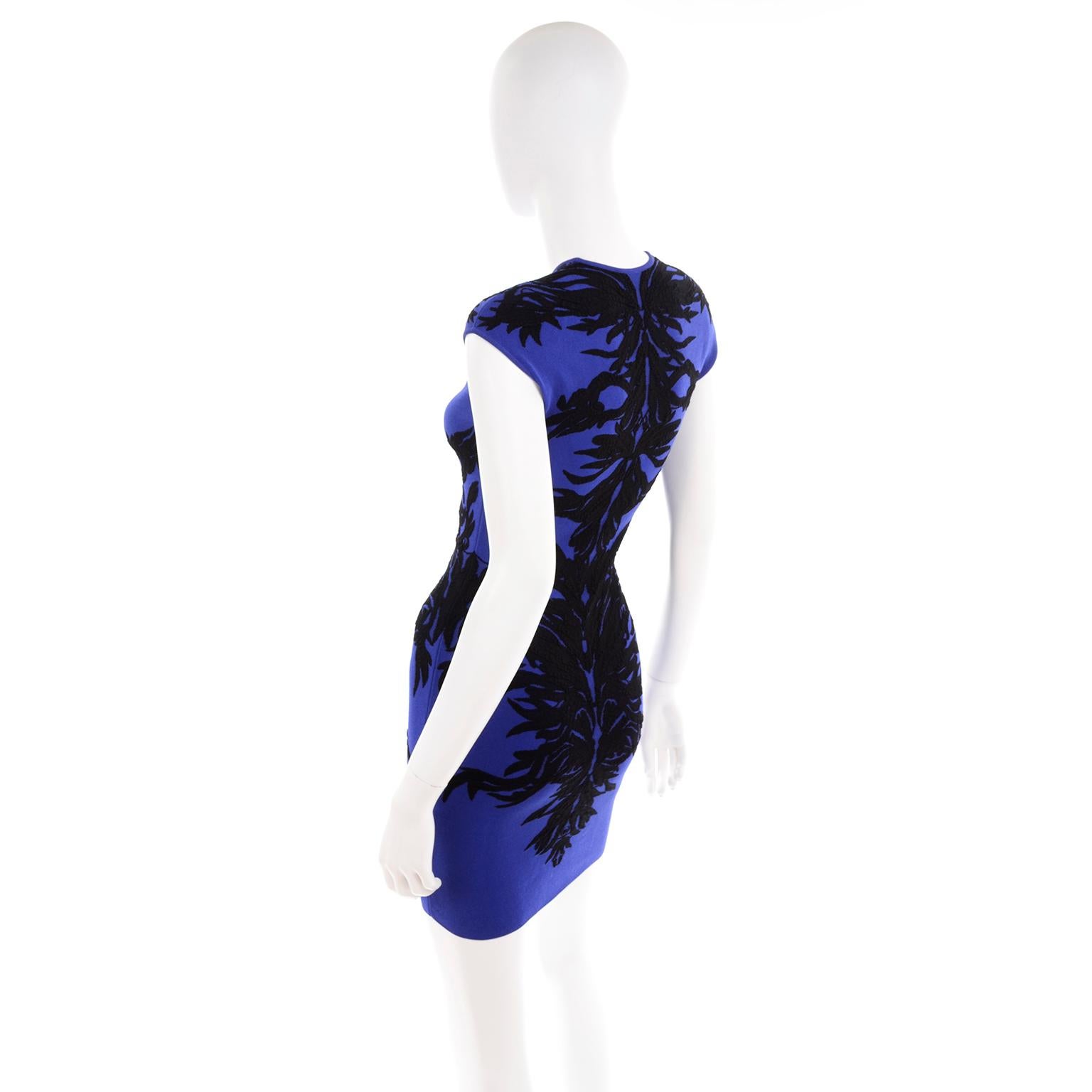 blue and black bodycon dress