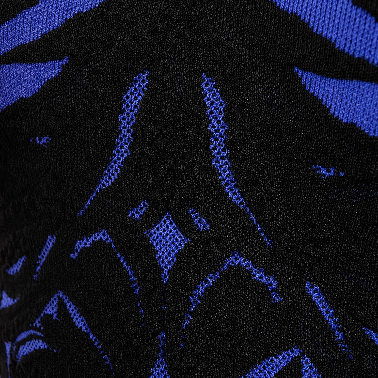 Alexander McQueen Blue & Black Spine Print Intarsia Knit Bodycon Sheath Dress 1