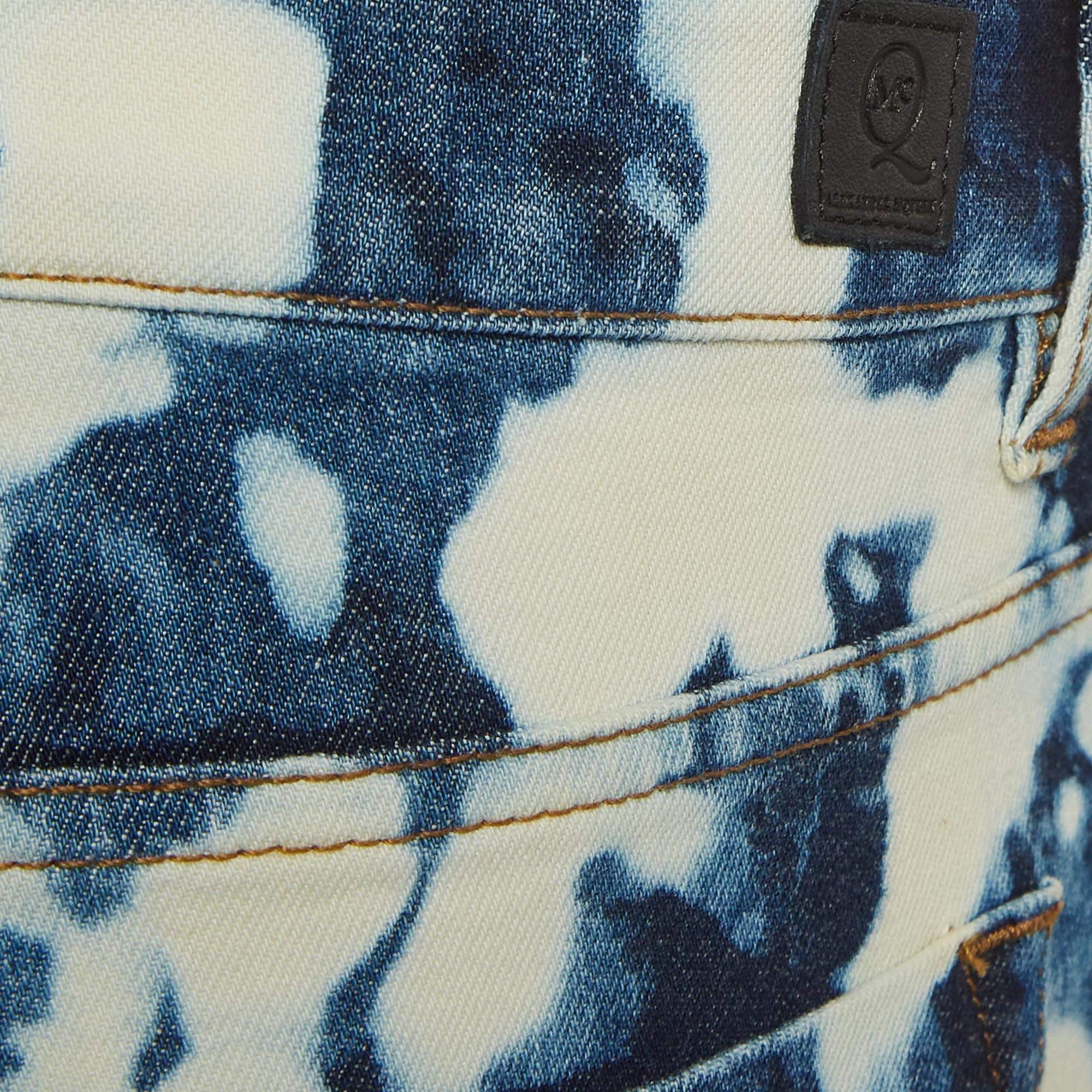Gray Alexander McQueen Blue Bleached Effect Denim Jeans S Waist 26