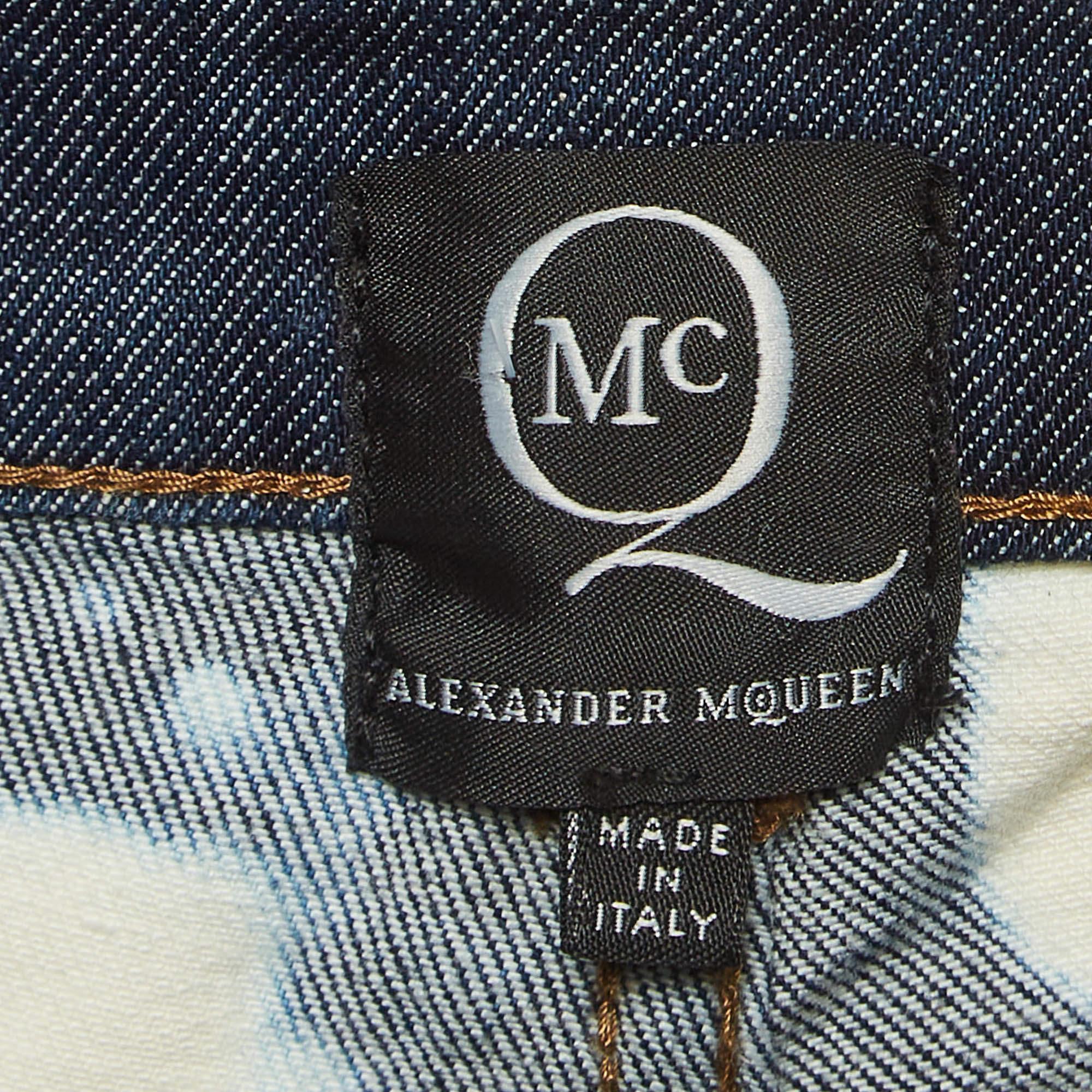 Women's Alexander McQueen Blue Bleached Effect Denim Jeans S Waist 26