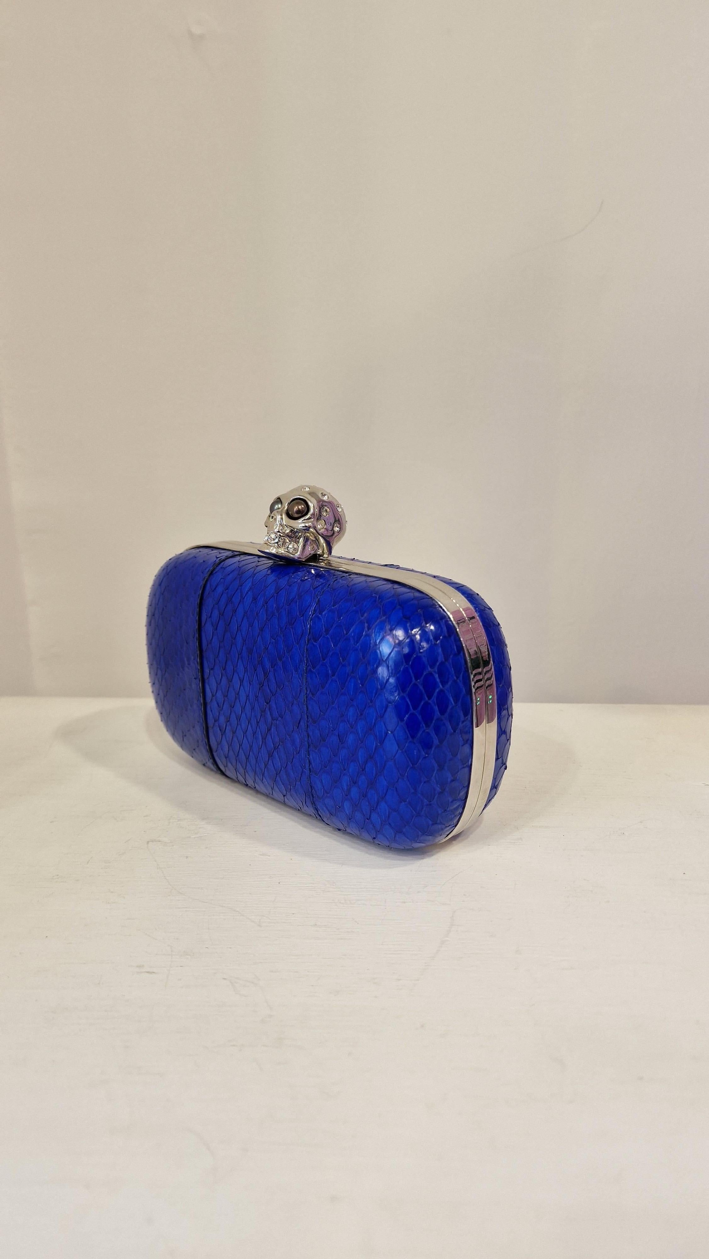 Blue Alexander McQueen blue clutch pochette For Sale