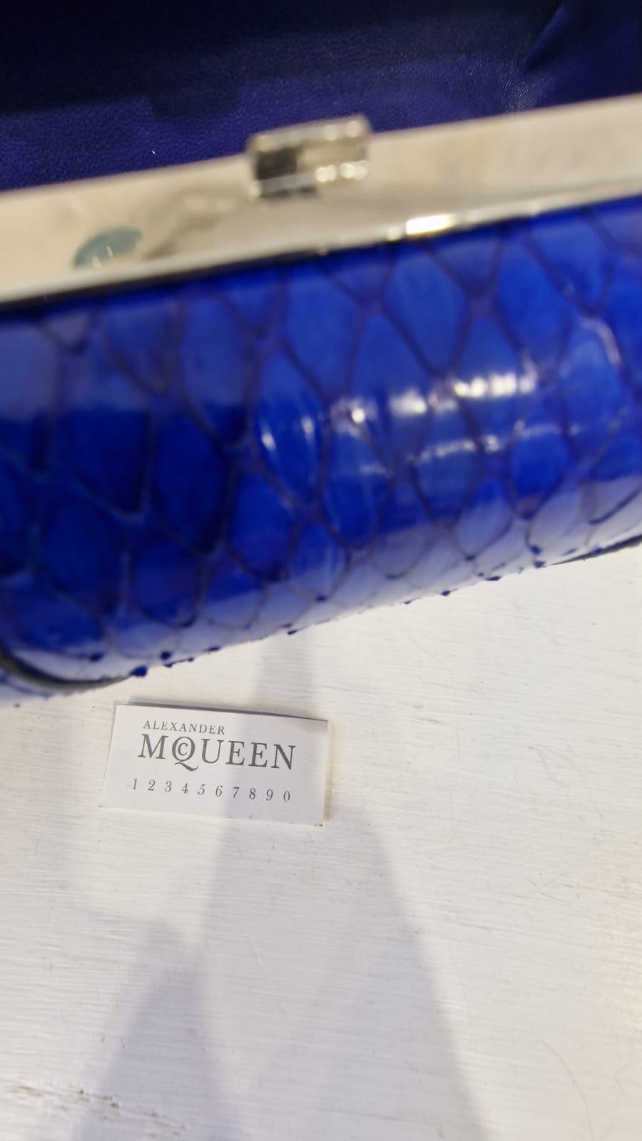 Alexander McQueen blue clutch pochette For Sale 1