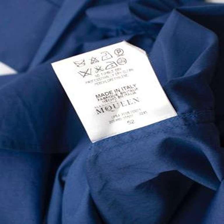 Alexander McQueen Blue Cotton Long Sleeve Shirt For Sale 5