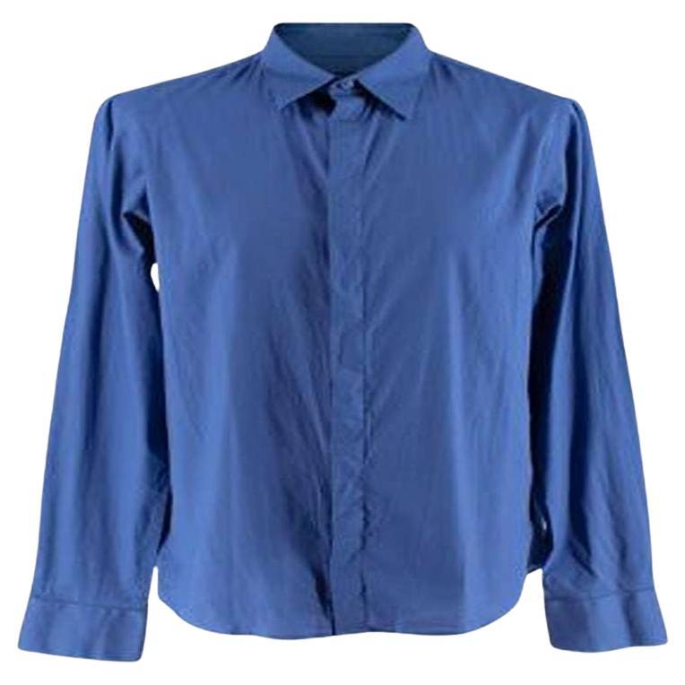 Alexander McQueen Blue Cotton Long Sleeve Shirt For Sale