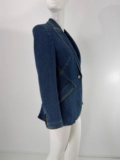 Alexander McQueen Blue Denim Fitted Blazer 38