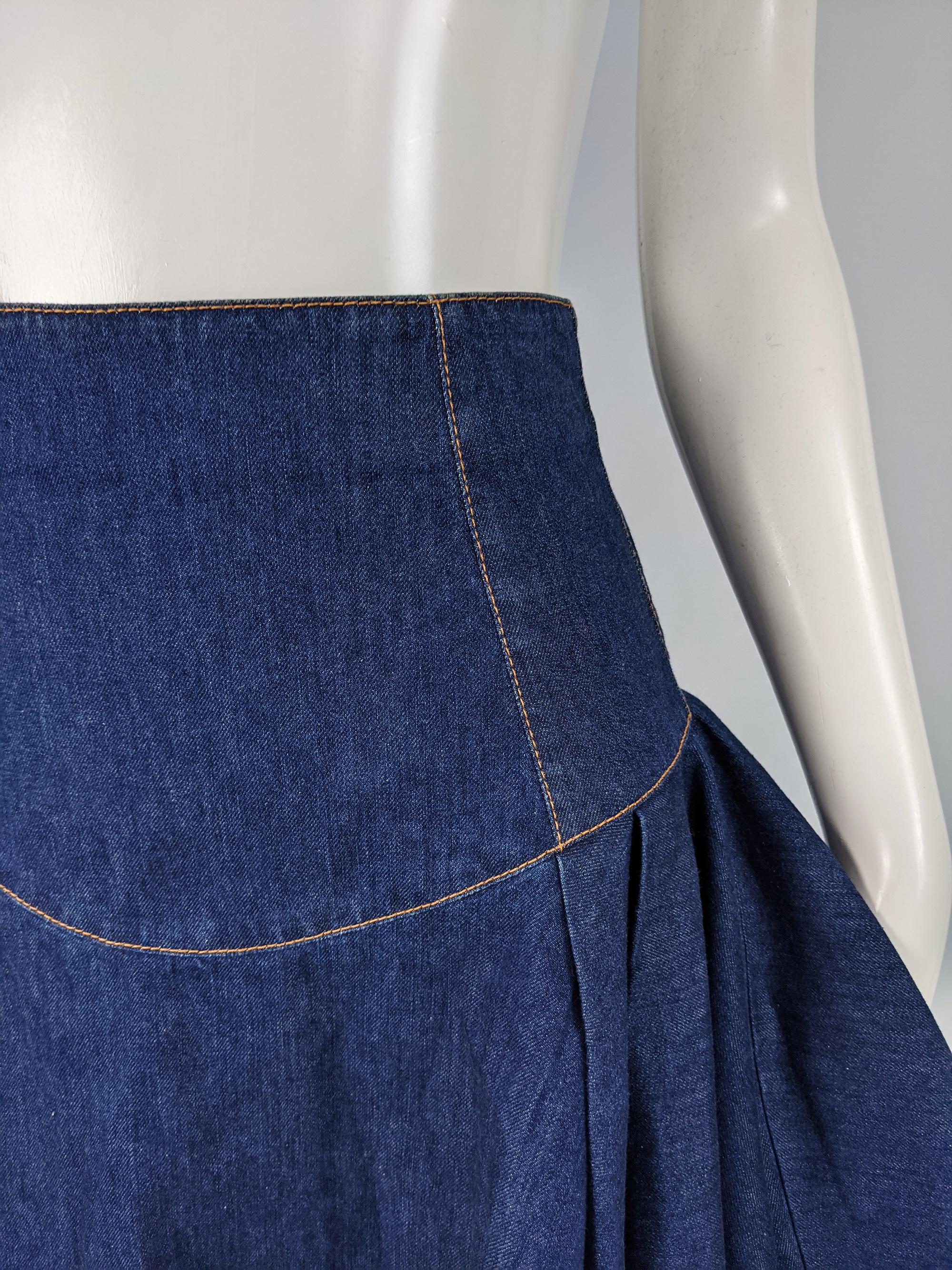 Alexander McQueen Blue Denim Flared Skirt For Sale 5