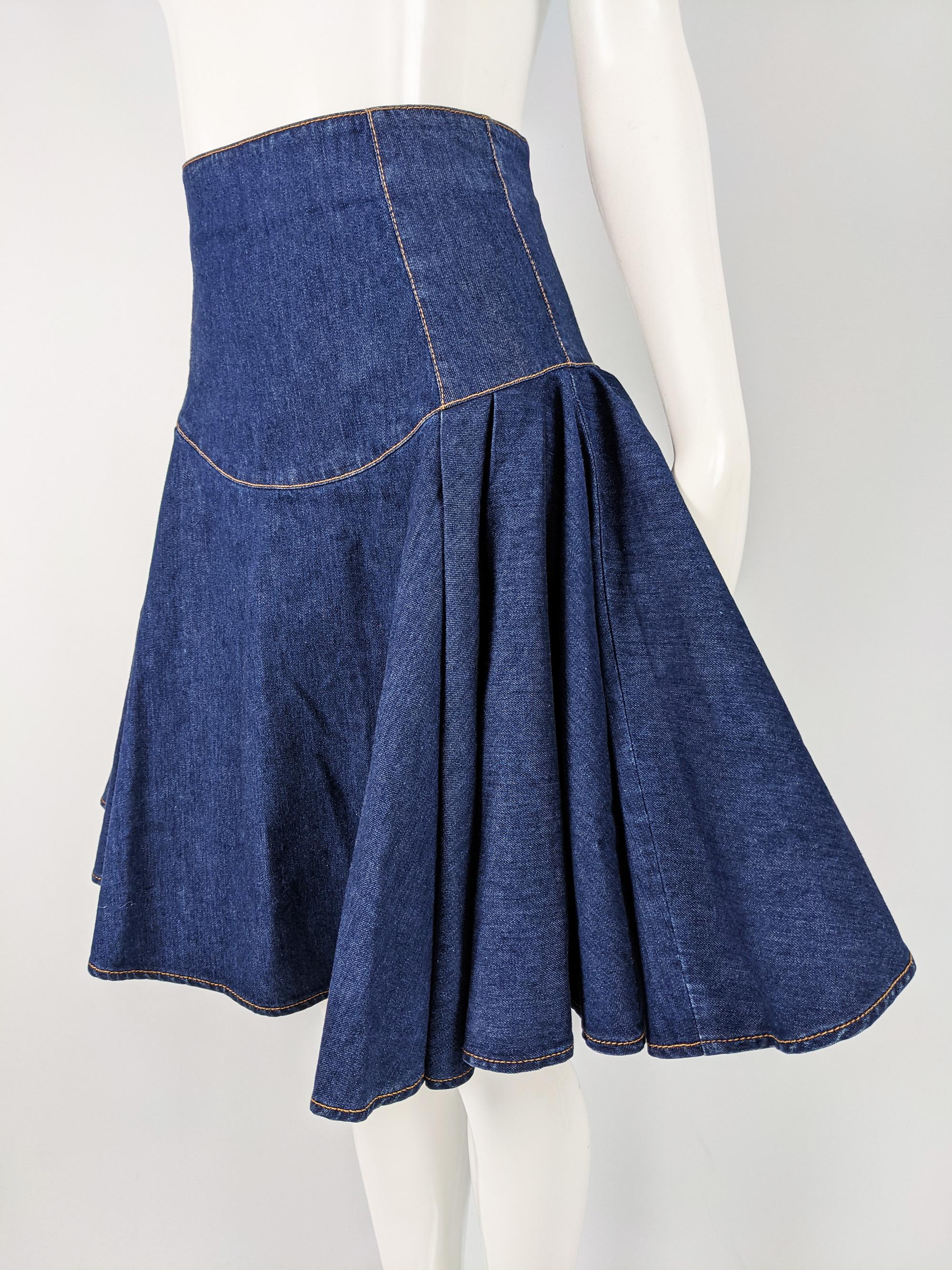 Women's Alexander McQueen Blue Denim Flared Skirt For Sale