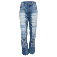 Alexander McQueen Blue Denim Ripped Straight Leg Jeans M Waist 32"