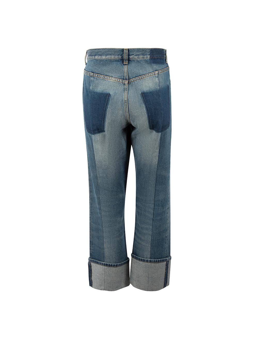 Alexander McQueen Blue Distressed Cuffed Boyfriend Jeans Size M In Good Condition For Sale In London, GB