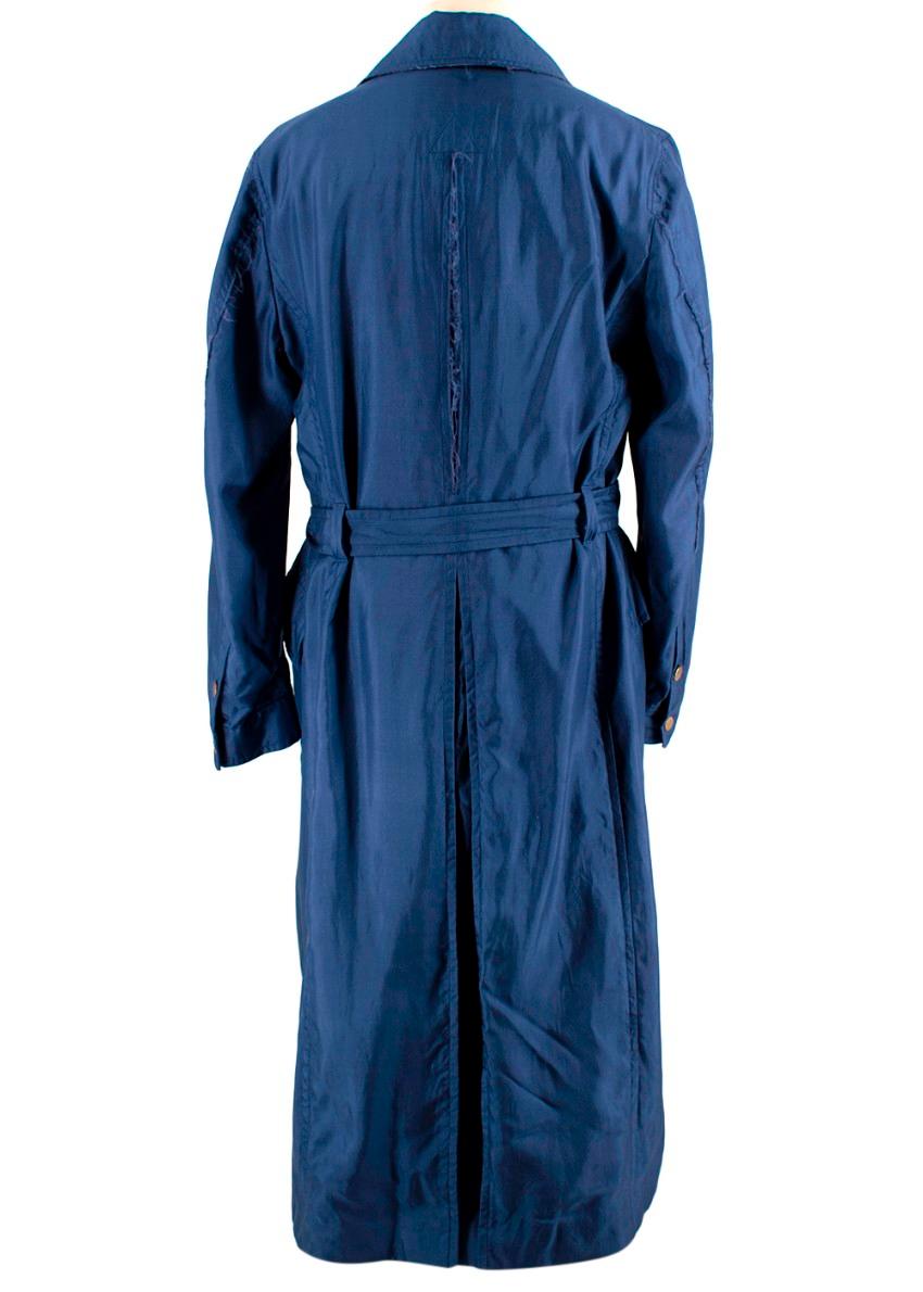 Alexander McQueen Blue Distressed Trench Coat - Size Estimated S In Excellent Condition In London, GB