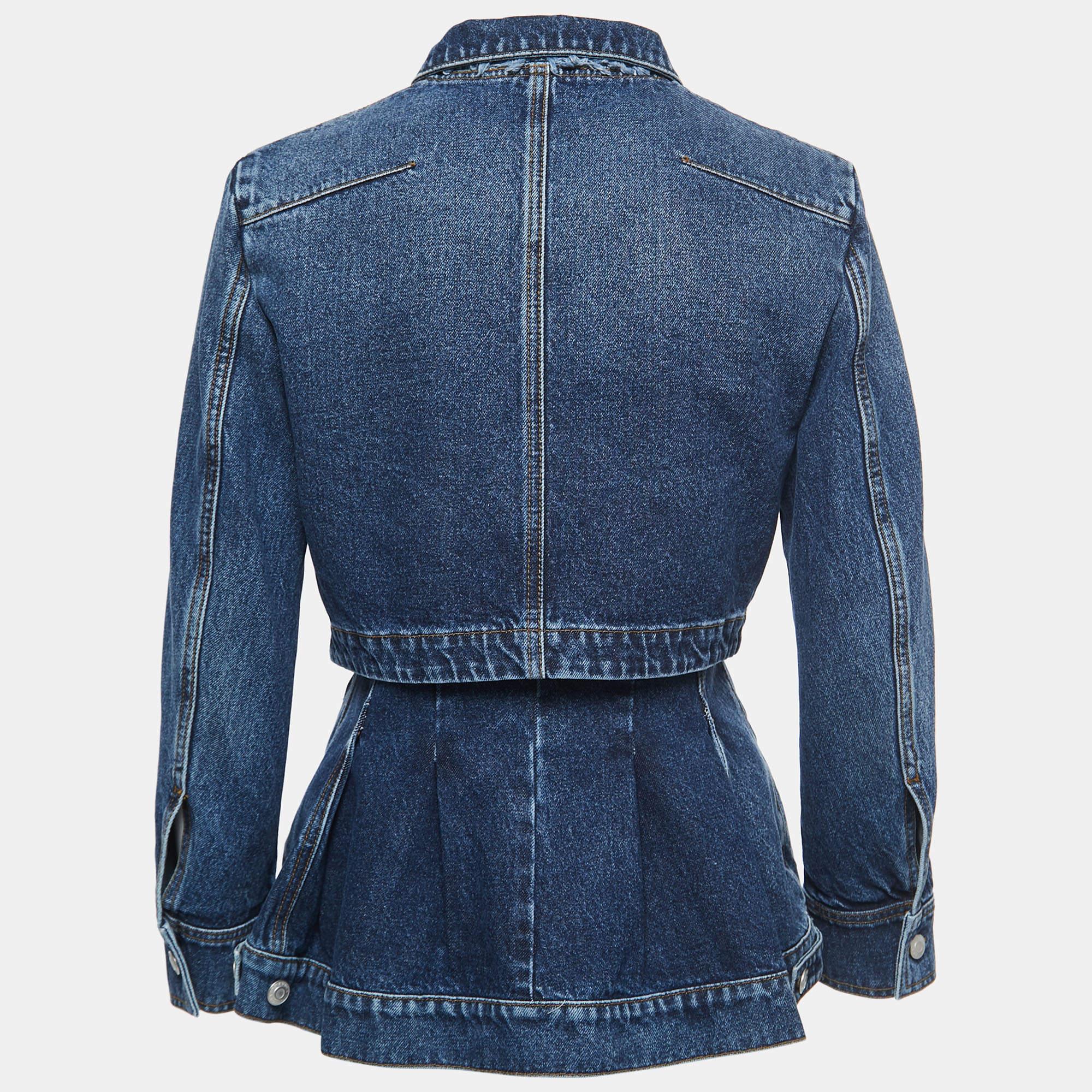 Women's Alexander McQueen Blue Layered Effect Denim Jacket M