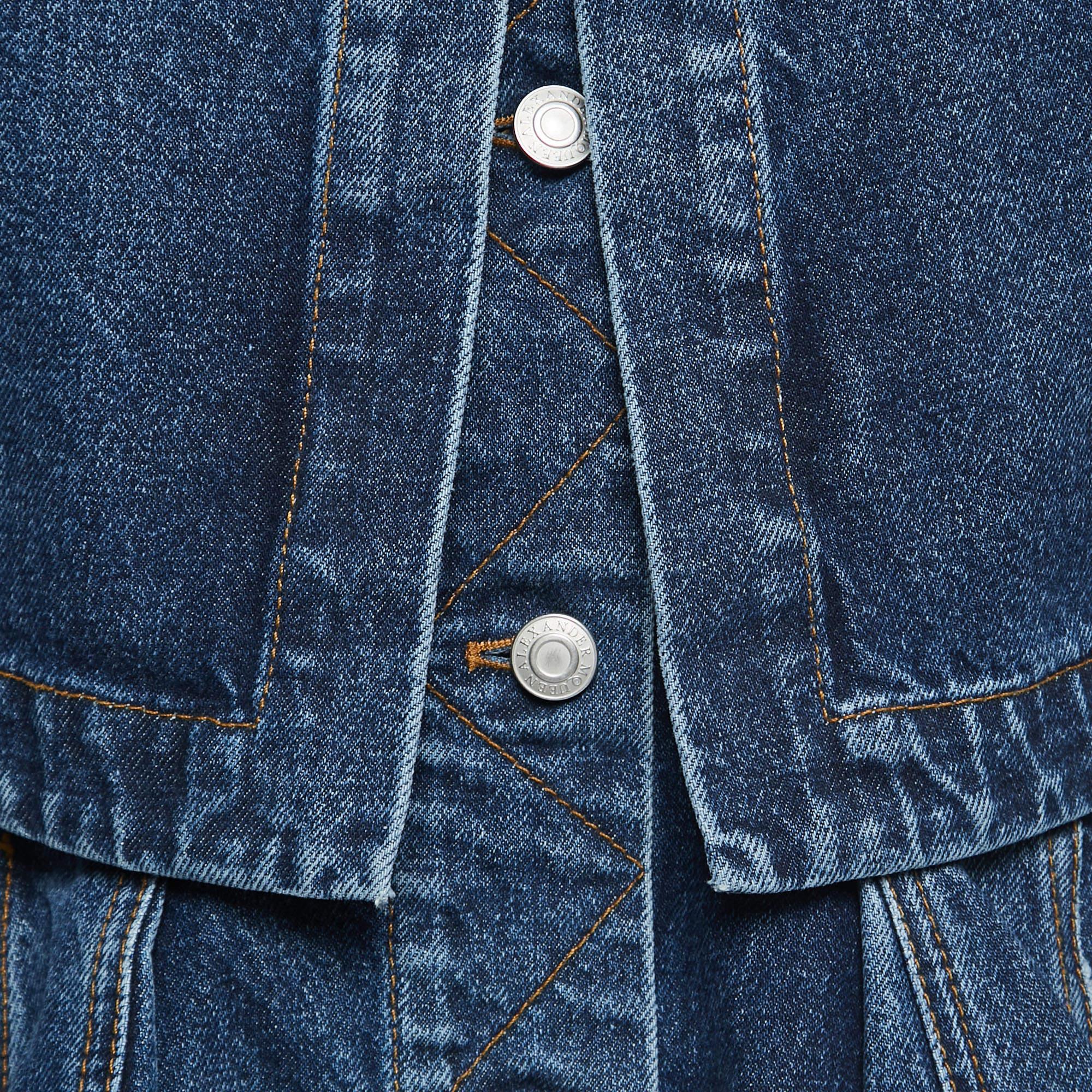 Alexander McQueen Blue Layered Effect Denim Jacket M 1