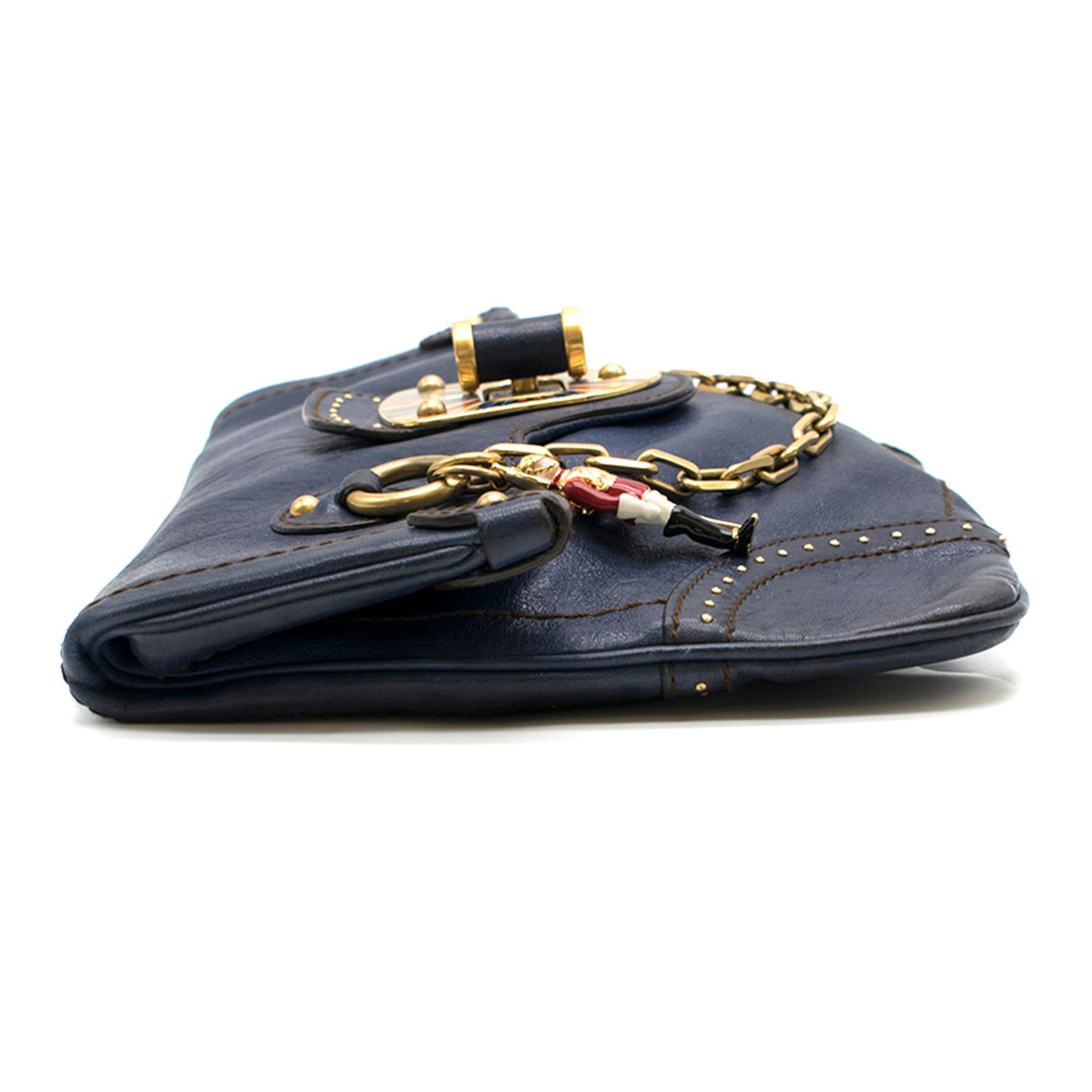 Alexander McQueen Blue Leather Clutch Bag In New Condition In London, GB
