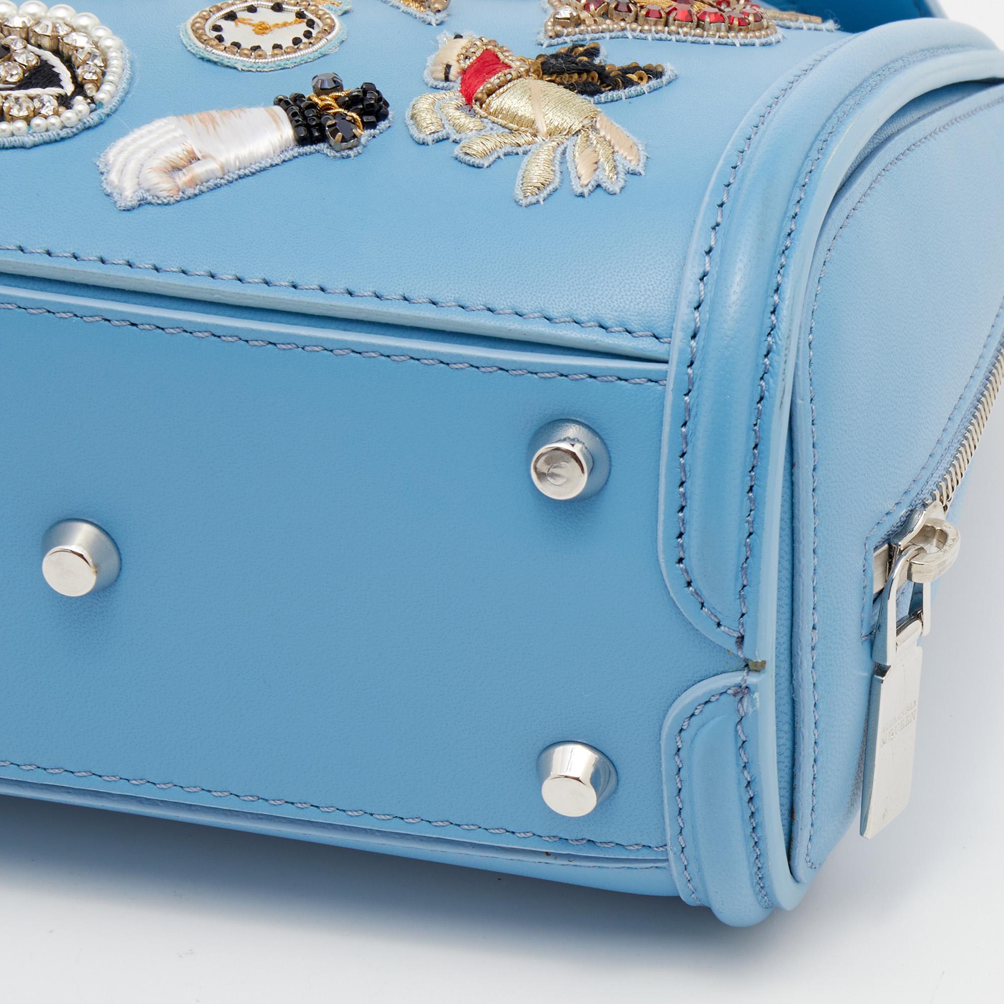 Women's Alexander McQueen Blue Leather Mini Embellished Heroine Bag