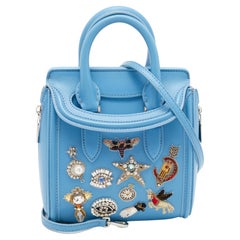 Alexander McQueen Blue Leather Mini Embellished Heroine Bag