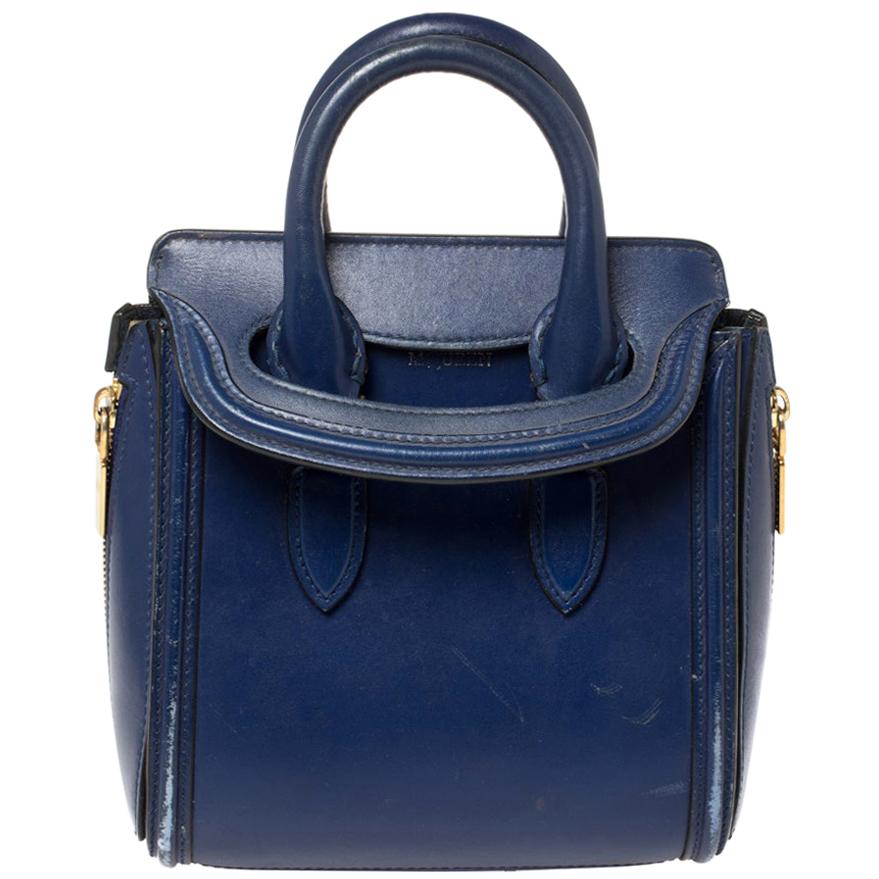 Alexander McQueen Blue Leather Mini Heroine Bag