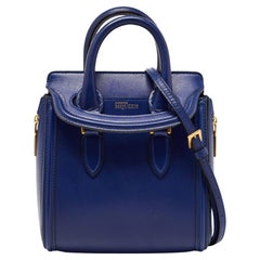 Alexander McQueen Blaue Mini Heroine-Tasche aus Leder