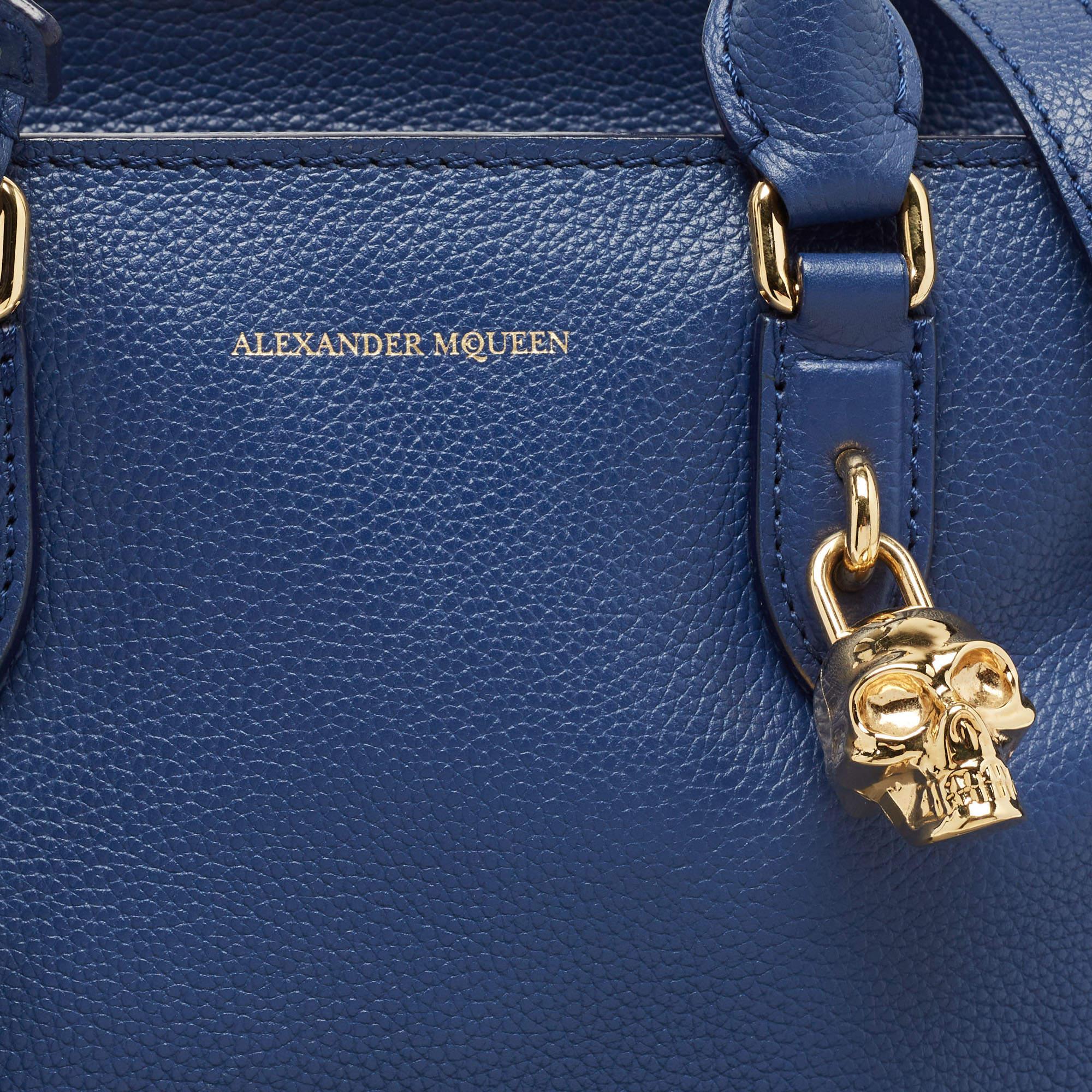 Alexander McQueen Blue Leather Skull Padlock Tote 2