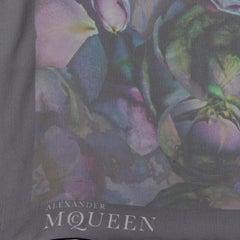 ALEXANDER MCQUEEN blue purple silk chiffon ROSE PRINT Scarf