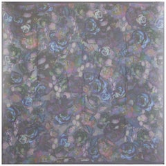 ALEXANDER MCQUEEN blue purple silk chiffon ROSE PRINT Scarf