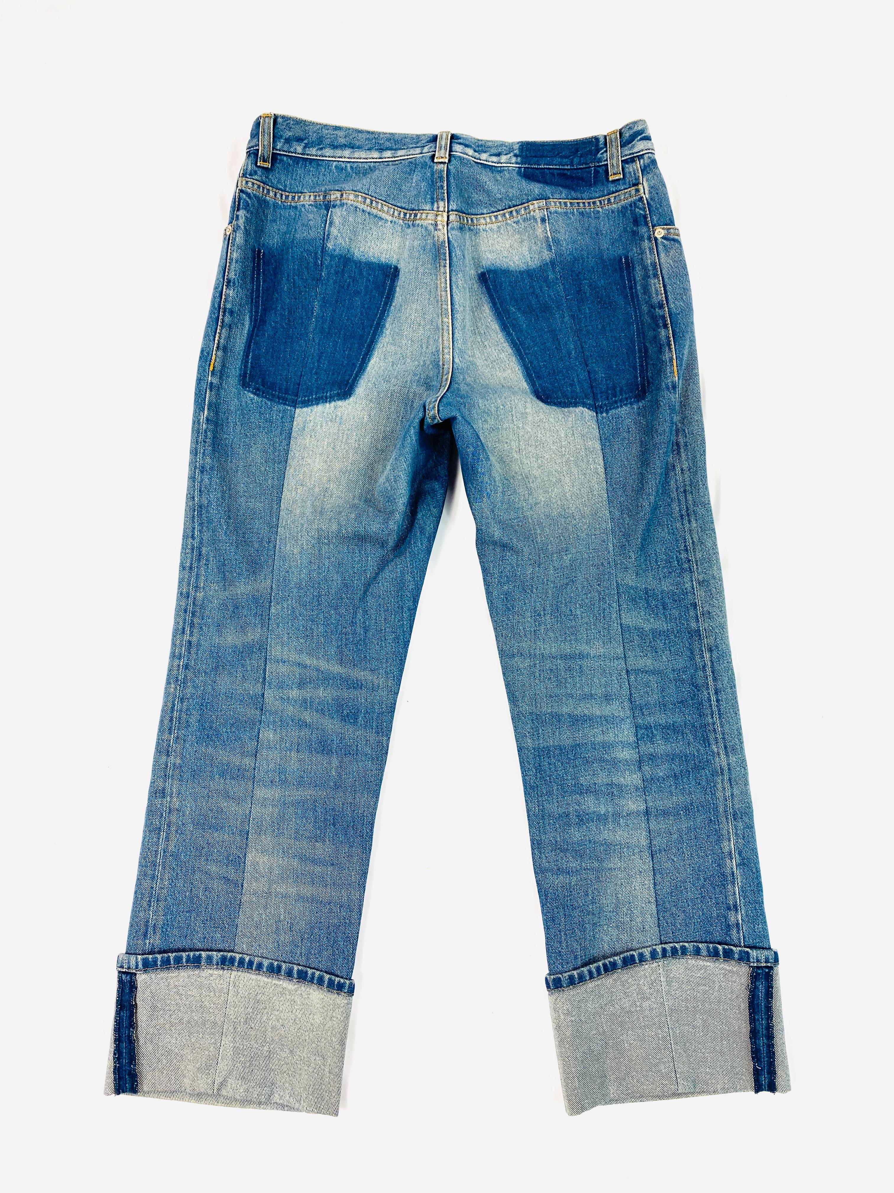 Women's or Men's Alexander McQueen Blue Ripped Straight Denim Jeans Size 42