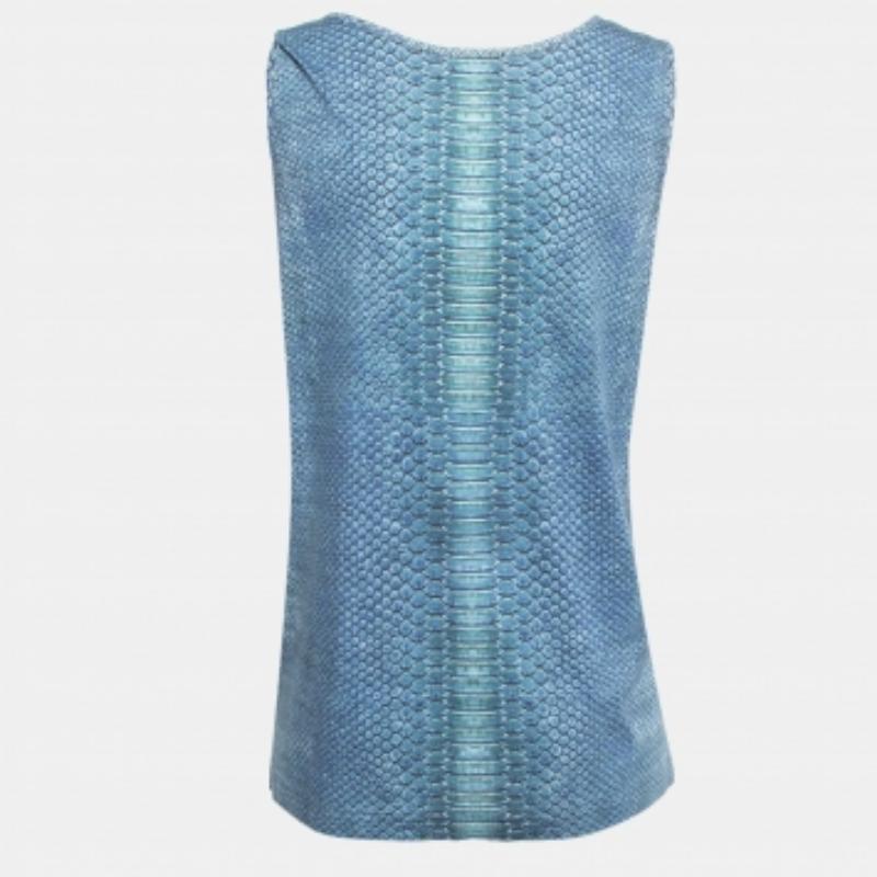 Alexander McQueen Bleu Débardeur en coton tricoté imprimé tête de mort S Bon état - En vente à Dubai, Al Qouz 2
