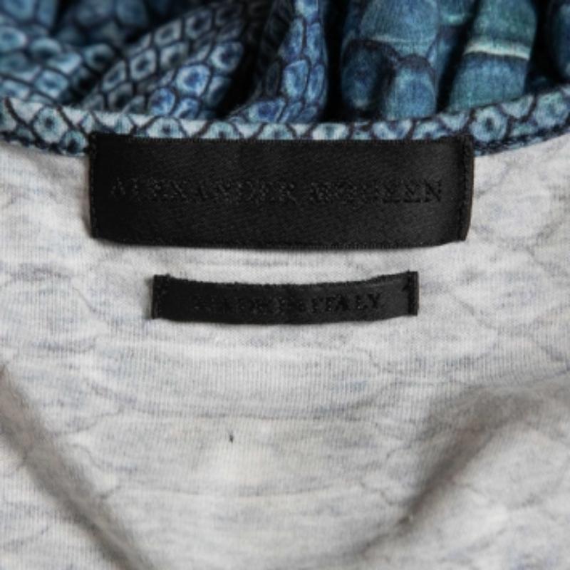 Alexander McQueen Bleu Débardeur en coton tricoté imprimé tête de mort S Pour femmes en vente