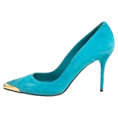 Alexander McQueen Bombas con punta de ante azul Talla 39.5