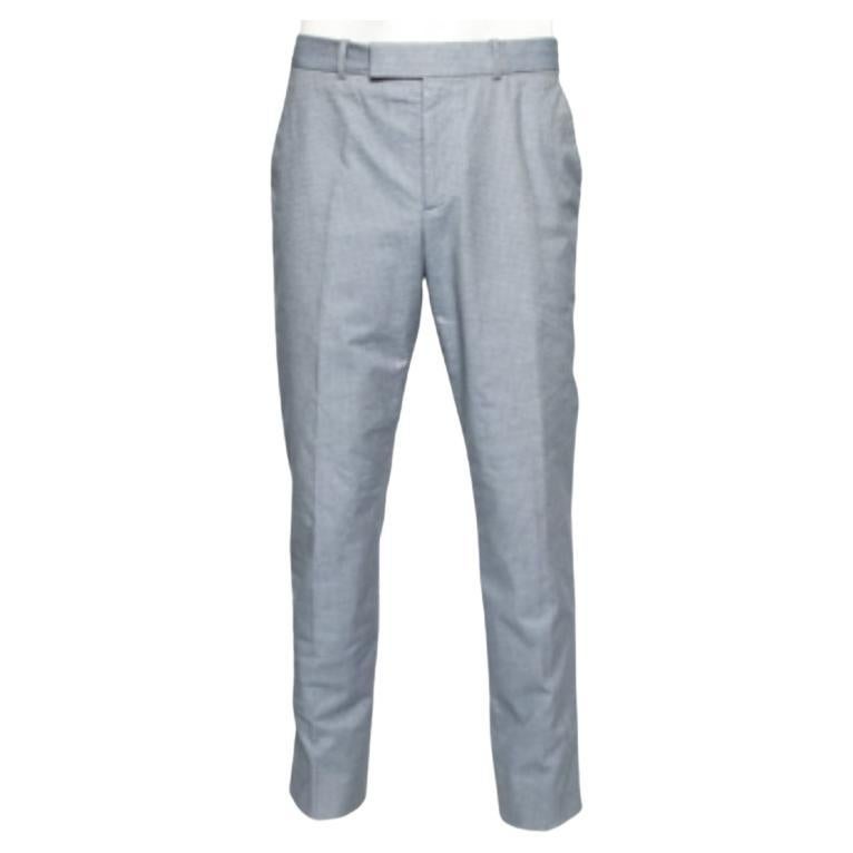 Alexander McQueen Blue Textured Cotton Formal Trouser XL For Sale