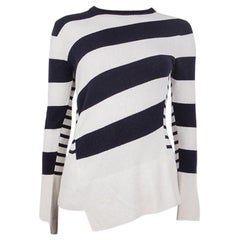 ALEXANDER MCQUEEN blue & white wool STRIPED ASYMMETRIC Sweater XS