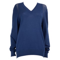 Alexander McQueen Blue Wool Knit V-Neck Jumper Size L