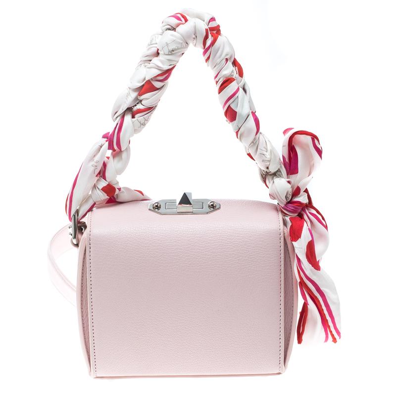 Beige Alexander McQueen Blush Pink Leather Scarf Box Shoulder Bag