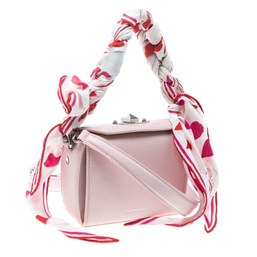 Beige Alexander McQueen Blush Pink Leather Scarf Box Shoulder Bag