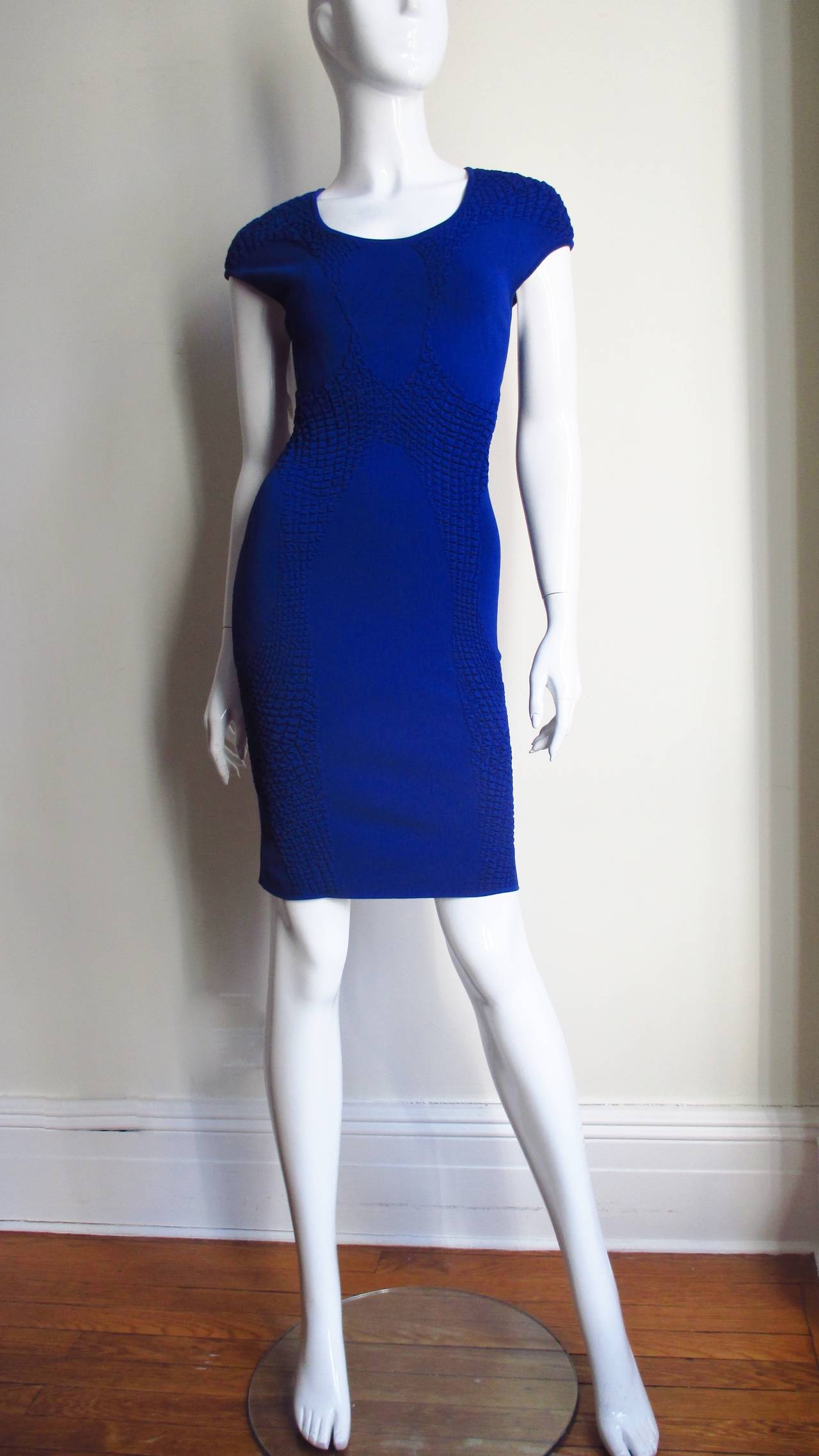 Blaues Alexander McQueen-Bodycon-Kleid im Angebot 5