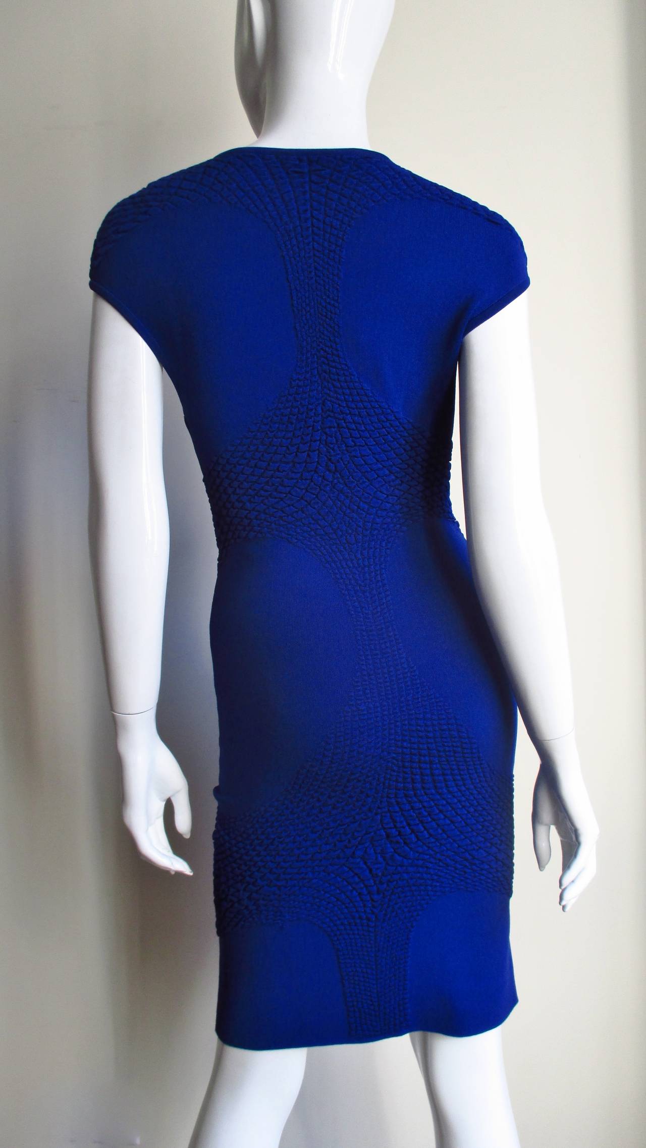 Alexander McQueen Blue Bodycon Dress For Sale 3