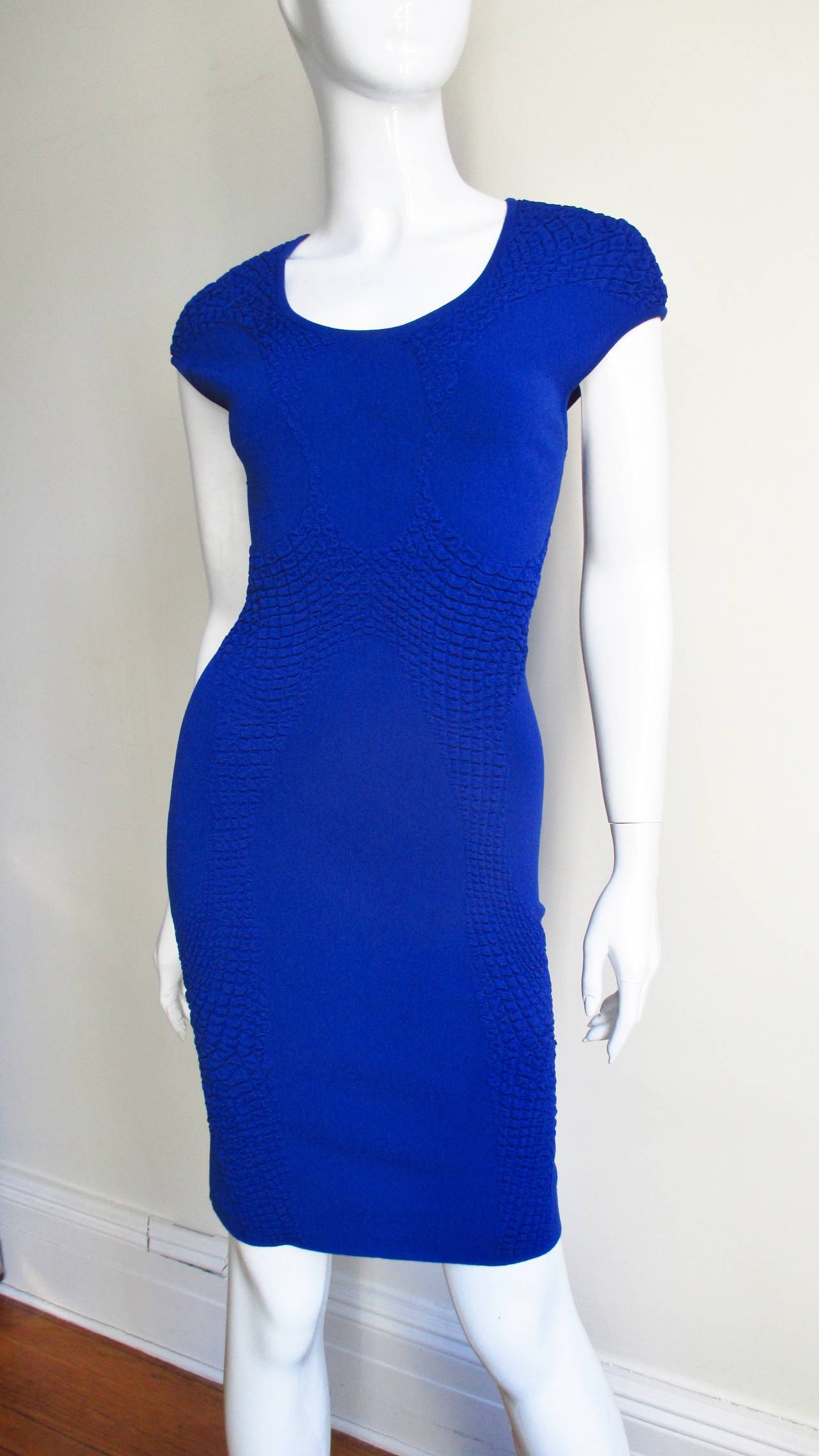 Women's Alexander McQueen Blue Bodycon Dress For Sale