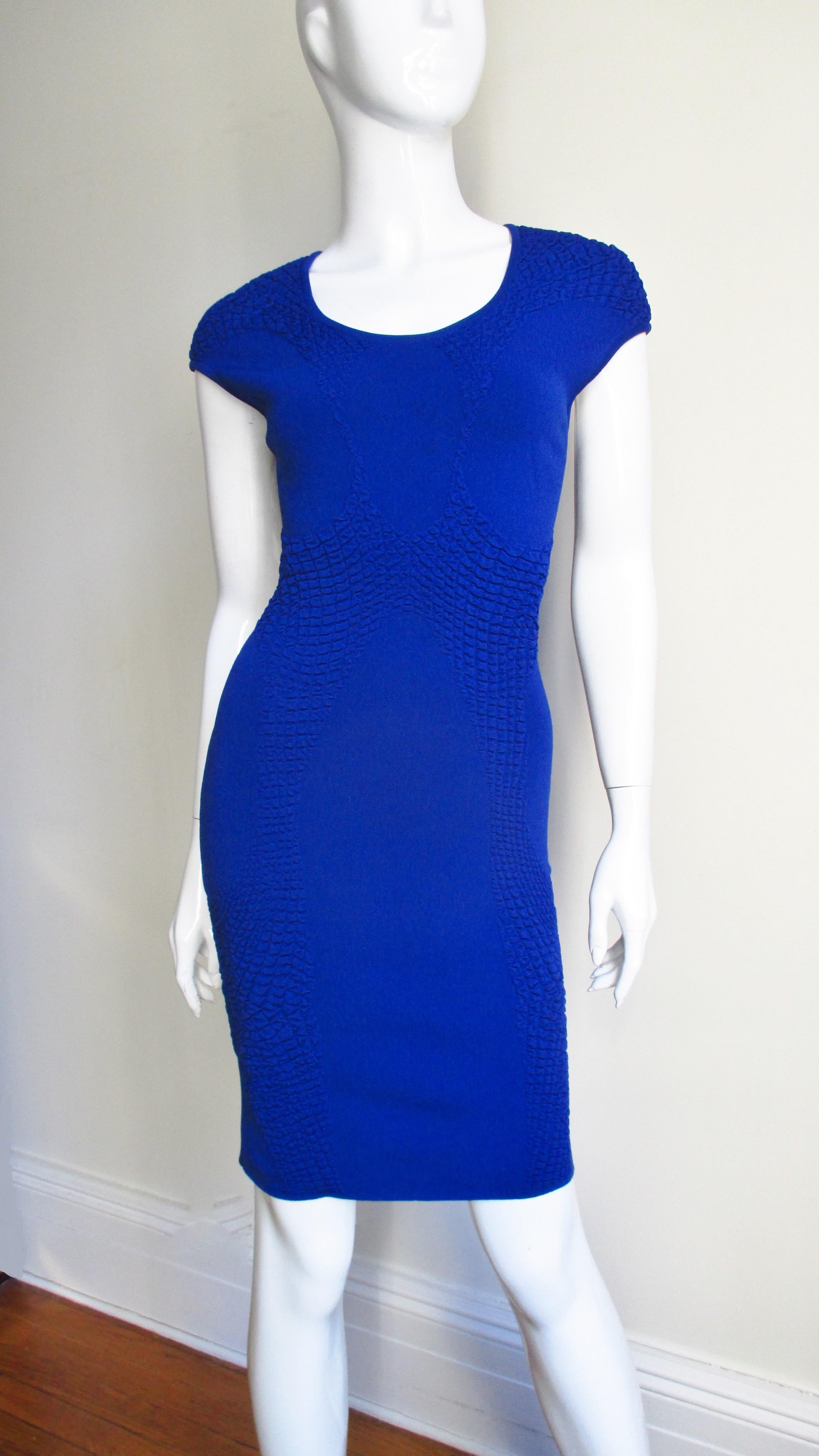 Alexander McQueen Blue Bodycon Dress For Sale 1