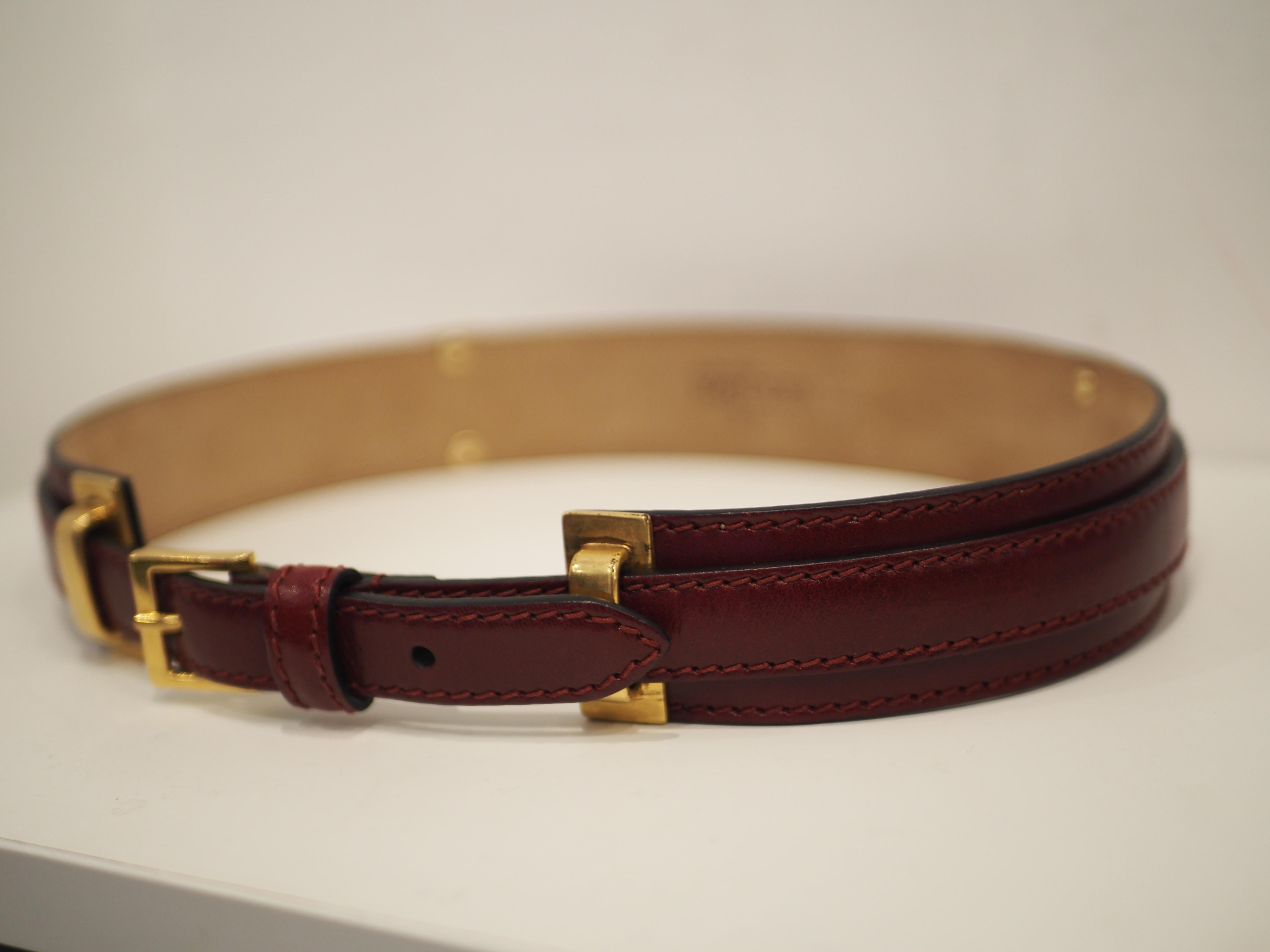 Alexander McQueen bordeaux leather gold hardware belt For Sale 7
