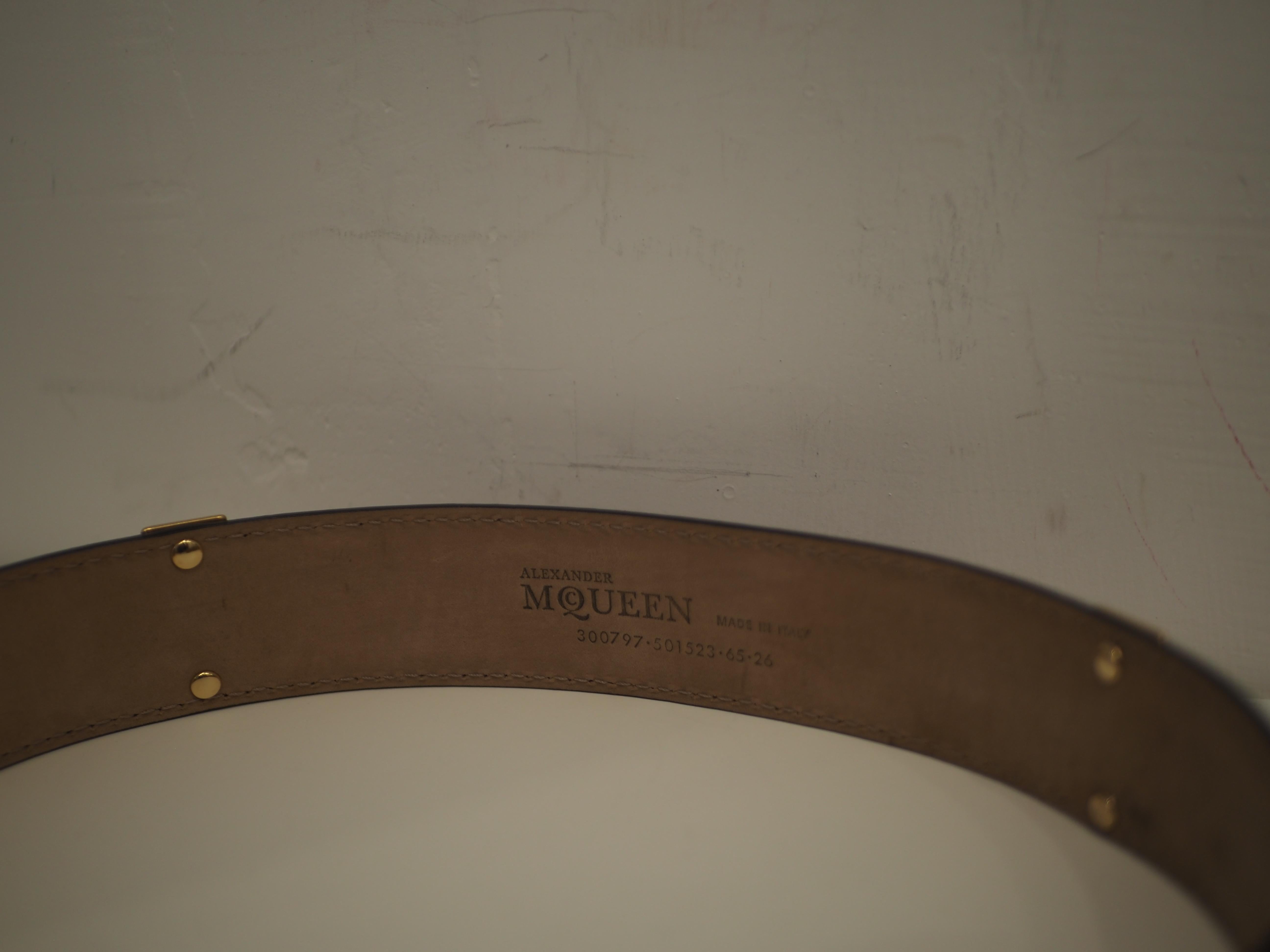 Alexander McQueen bordeaux leather gold hardware belt For Sale 8