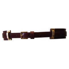 Alexander McQueen bordeaux leather gold hardware belt