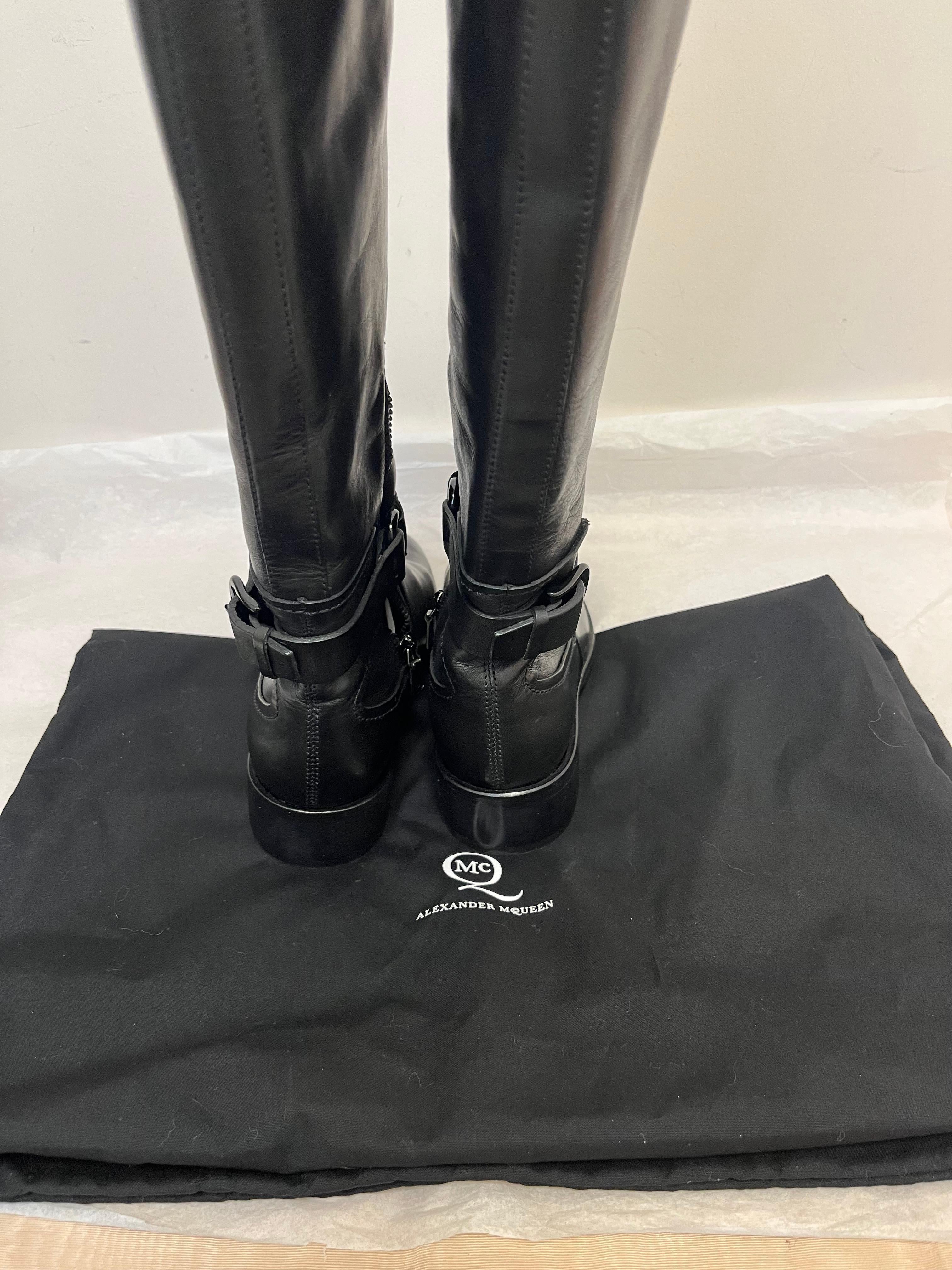 Women's Alexander McQueen Bridal Riding Boots Size 7 w/Box, Dust Bag and Literature