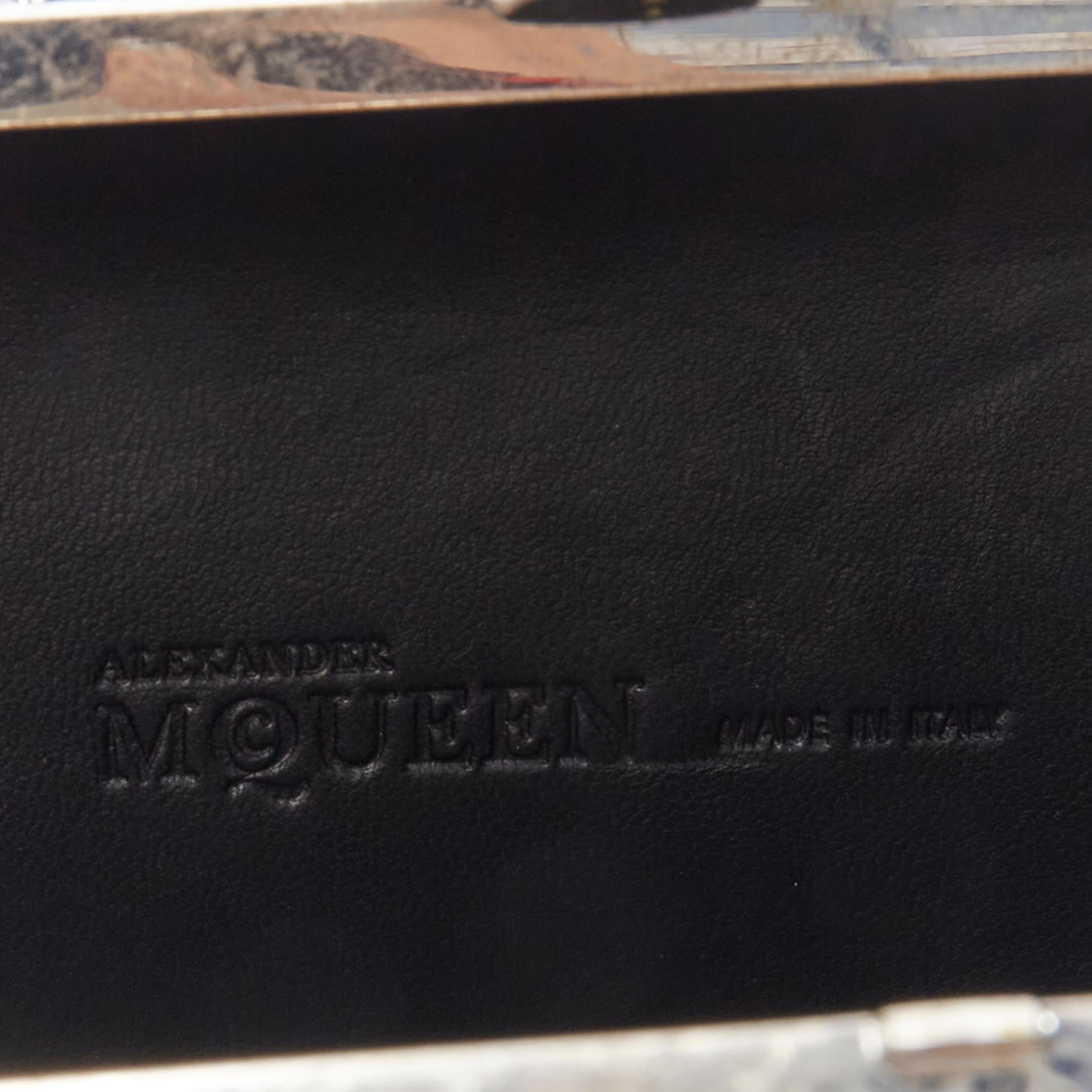 ALEXANDER MCQUEEN Britannia black suede silver punk stud Pearl skull box clutch 4